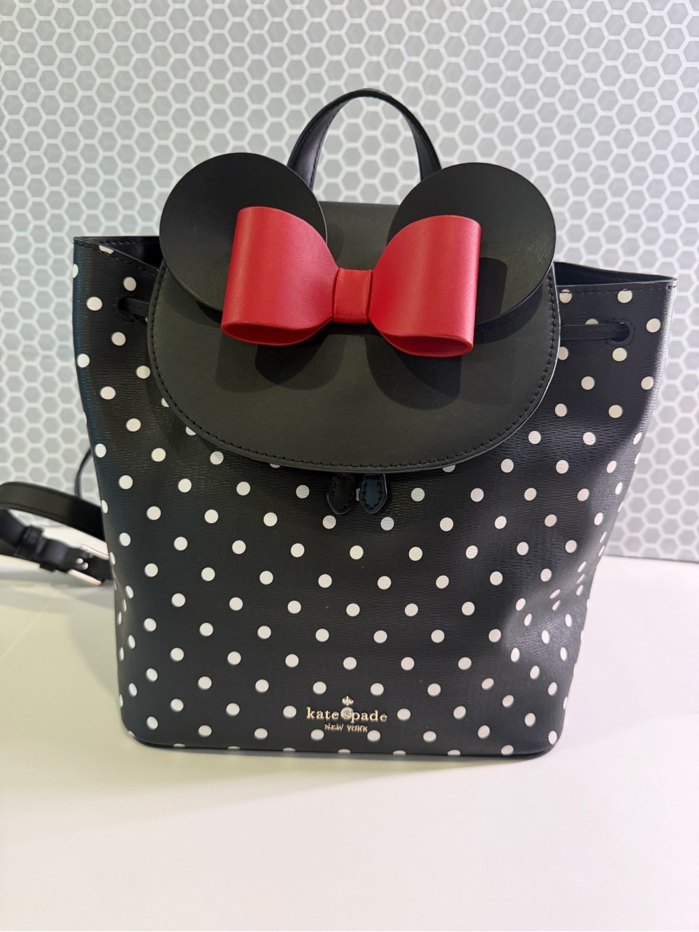 kate spade Disney Black & White Polka Dot Kids Backpack with Red Bow